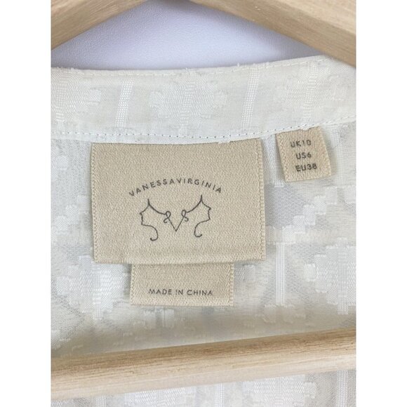 Vanessa Virginia Anthropologie Womens Sz 6 Embroidered Tulle Tunic Top Popover - Picture 6 of 11